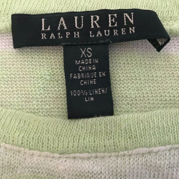 Lauren Ralph | Womens Size XS Crewneck Pullover Sweater Striped 100% Linen Green - Picture 9 of 10
